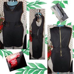 BONGO Black w Gold Tone Studs Mini Dress